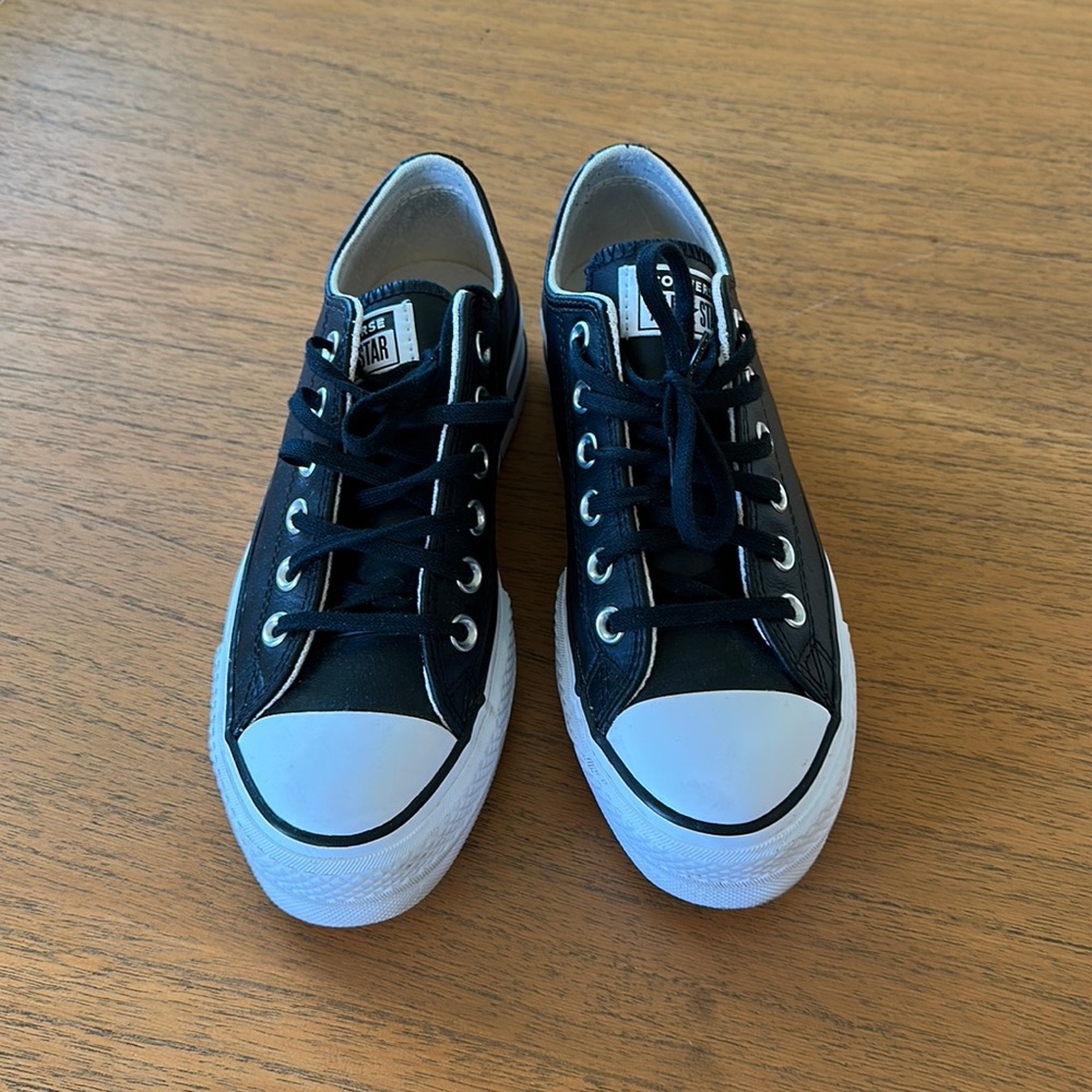 Black Leather Converse - Women’s 6.5 Shoe
